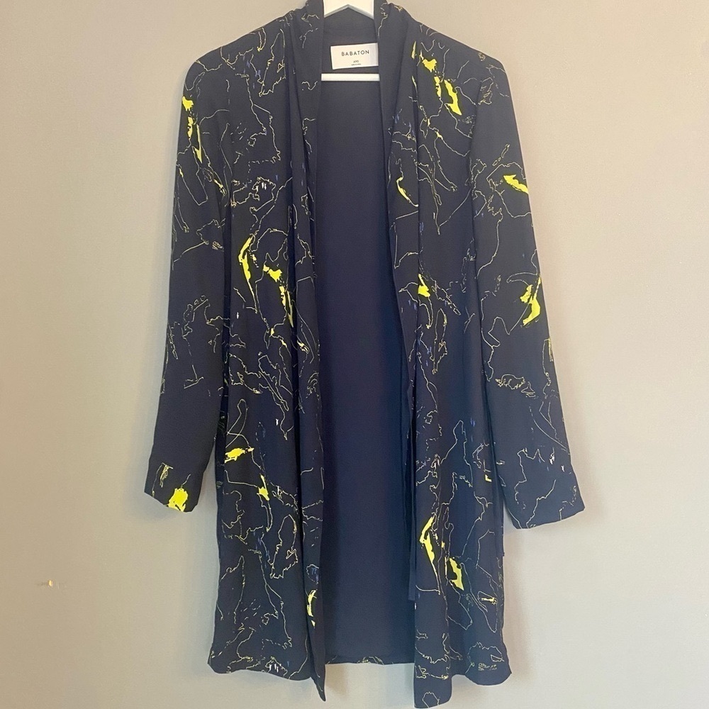 Aritzia Babaton Navy and Neon Yellow Lightweight Macon Jacket Dress